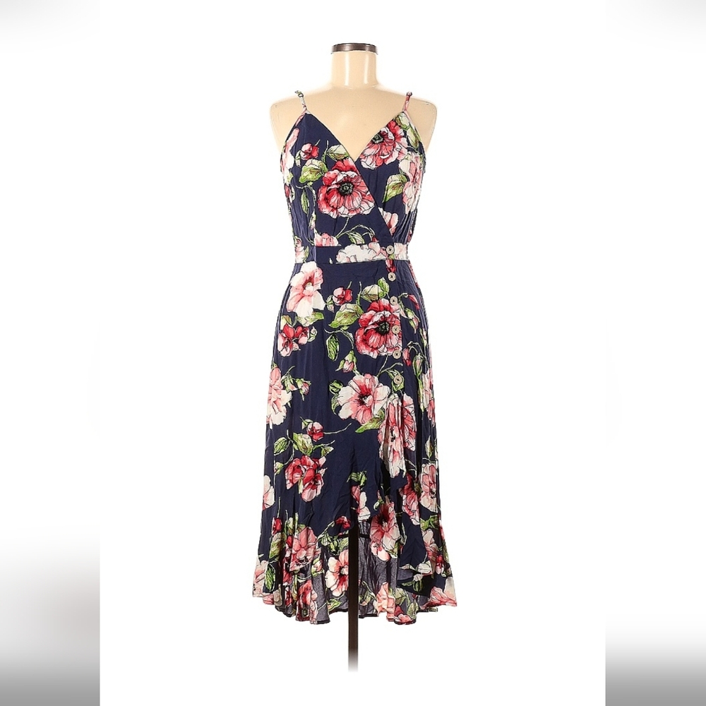 Xhilaration Floral Print Dress with Button Accents